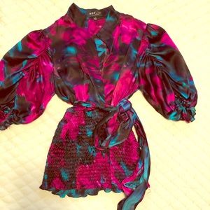 Allen Swartz ABS 100% Silk floral blouse